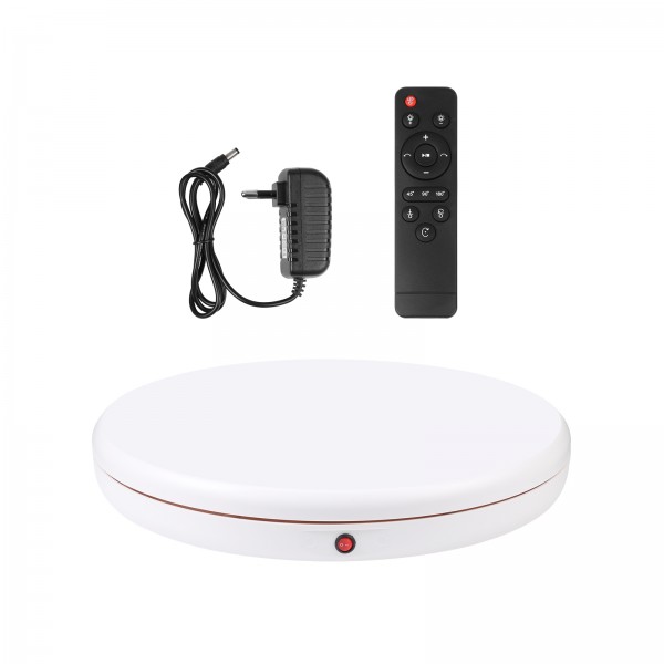 PULUZ 45cm Remote Control Adjusting Speed Rotating Turntable Display Stand, White, Load 100kg(EU Plug)