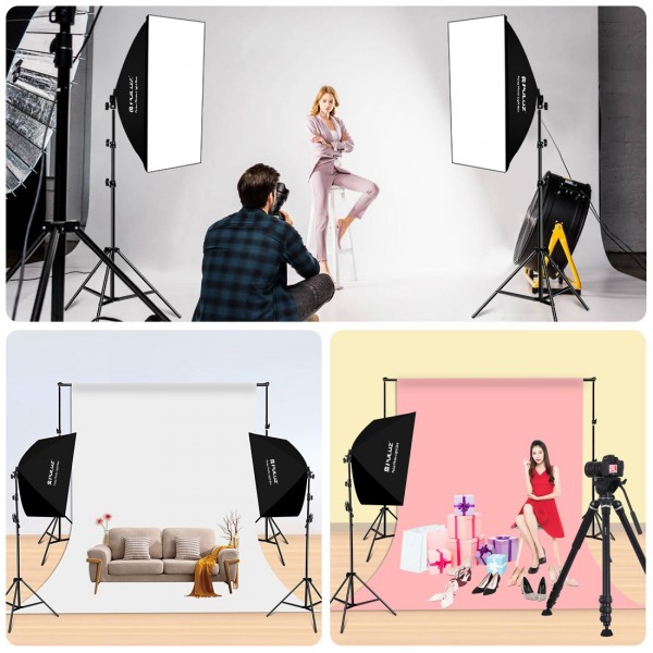 PULUZ 50x70cm Studio Softbox + 2m Tripod Mount + Single E27 30W 5700K White Light LED Bulb Photography Kit(US Plug)