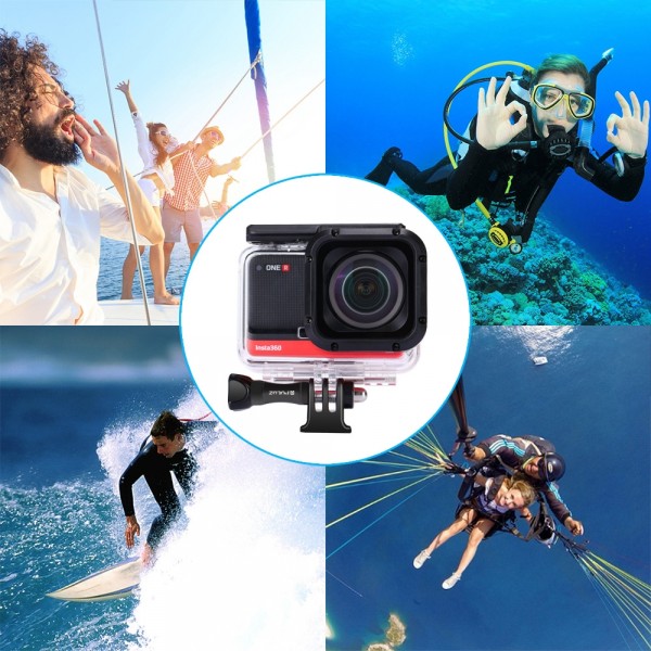 PULUZ 60m Underwater Depth Diving Case Waterproof Camera Housing for Insta360 ONE R 4K Wide-angle Edition(Transparent)