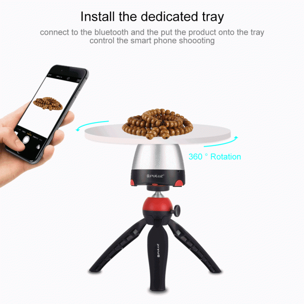 PULUZ Electronic 360 Degree Rotation Panoramic Head + Tripod Mount + GoPro Clamp + Phone Clamp with Remote Controller for Smartphones, GoPro Action Cameras(Red)