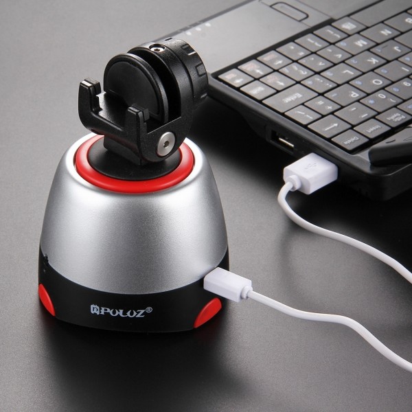 PULUZ Electronic 360 Degree Rotation Panoramic Head + Tripod Mount + GoPro Clamp + Phone Clamp with Remote Controller for Smartphones, GoPro Action Cameras(Red)