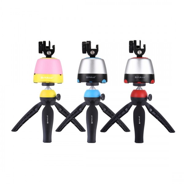 PULUZ Electronic 360 Degree Rotation Panoramic Head + Tripod Mount + GoPro Clamp + Phone Clamp with Remote Controller for Smartphones, GoPro Action Cameras(Red)