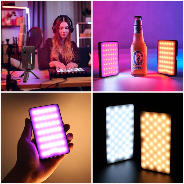 PULUZ Pocket 140 LEDs RGB Full Color Beauty Fill Light Handheld Photography LED Light (Black)