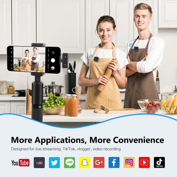 PULUZ SmartLink WS300 Magnetic Lavalier Wireless Microphone with Charging Case Box, Type-C RX Receiver and 2 TX Microphones (Black)