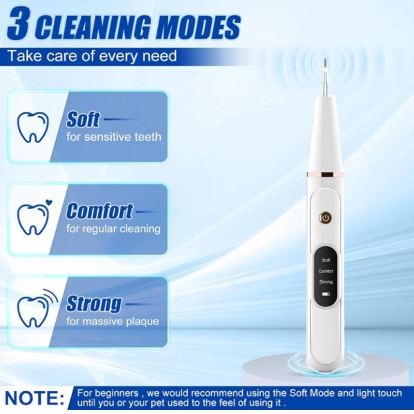 Pet Ultrasonic Teeth Cleaner Dog Tooth Brushing Kit Plaque Tartar Remover Dental Care Tool, Spec: With 3pcs Kit (White)