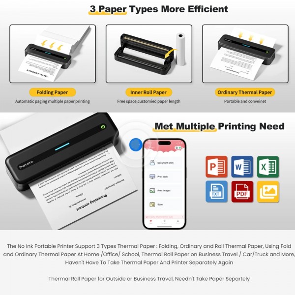 Phomemo M832 300dpi Wireless Thermal Portable Printer, Size: A4 Version(Black)
