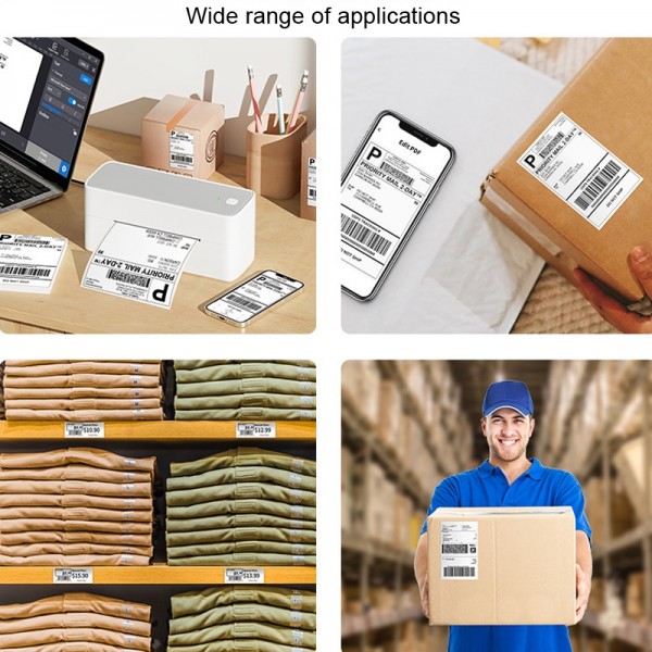 Phomemo PM241-BT Bluetooth Address Label Printer Thermal Shipping Package Label Maker, Size: US(Black White)