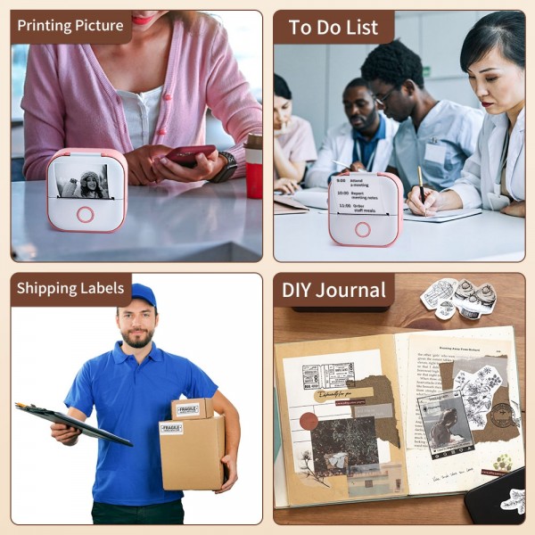 Phomemo T02 Standard Error Mini Pocket Small Portable Bluetooth Phone Photo Label Thermal Printer(White Green)