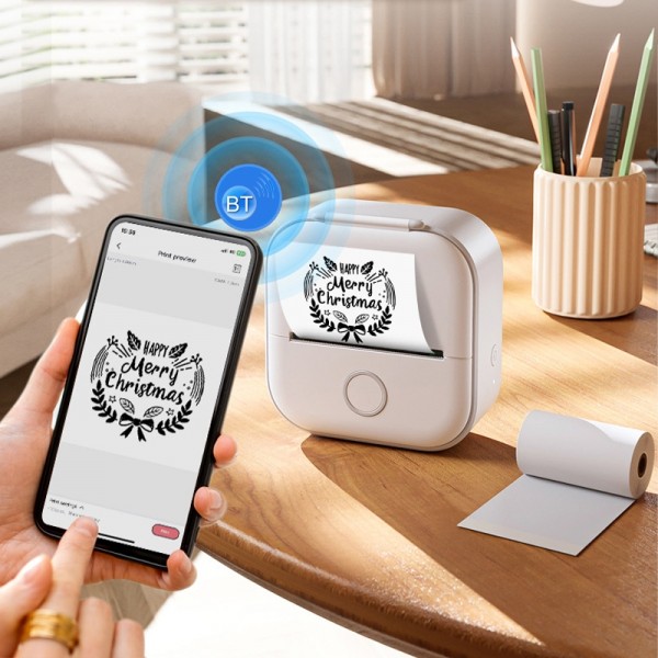 Phomemo T02 Standard Error Mini Pocket Small Portable Bluetooth Phone Photo Label Thermal Printer(White Green)