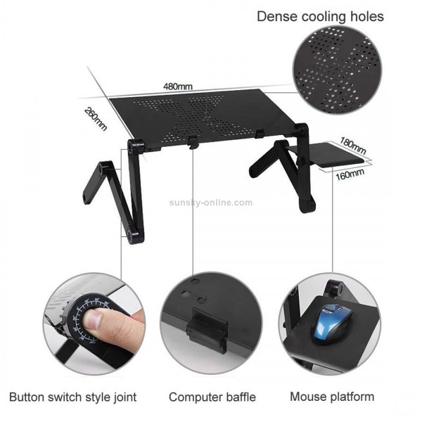 Portable 360 Degree Adjustable Foldable Aluminium Alloy Desk Stand with Cool Fans & Mouse Pad for Laptop / Notebook(Black)