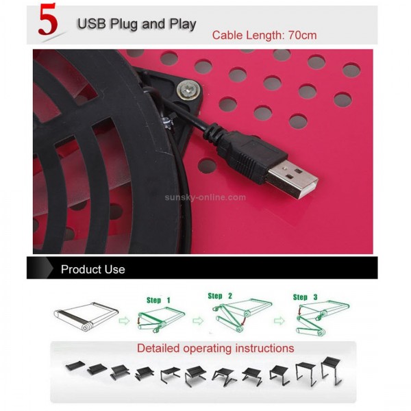 Portable 360 Degree Adjustable Foldable Aluminium Alloy Desk Stand with Cool Fans & Mouse Pad for Laptop / Notebook(Black)