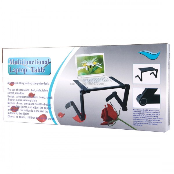 Portable 360 Degree Adjustable Foldable Aluminium Alloy Desk Stand with Cool Fans & Mouse Pad for Laptop / Notebook(Black)