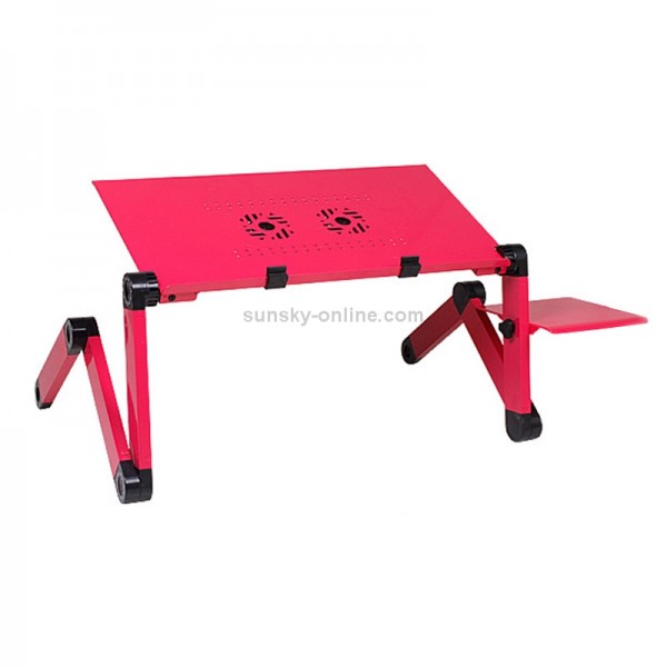 Portable 360 Degree Adjustable Foldable Aluminium Alloy Desk Stand with Double CPU Fans & Mouse Pad for Laptop / Notebook, Desk Size: 480mm x 260mm (Red)