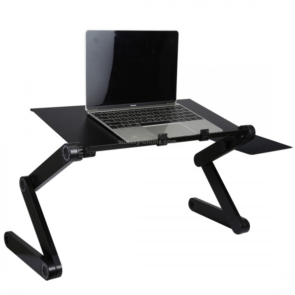 Portable 360 Degree Adjustable Foldable Aluminium Alloy Desk Stand with Double CPU Fans & Mouse Pad for Laptop / Notebook, Desk Size: 480mm x 260mm (Red)