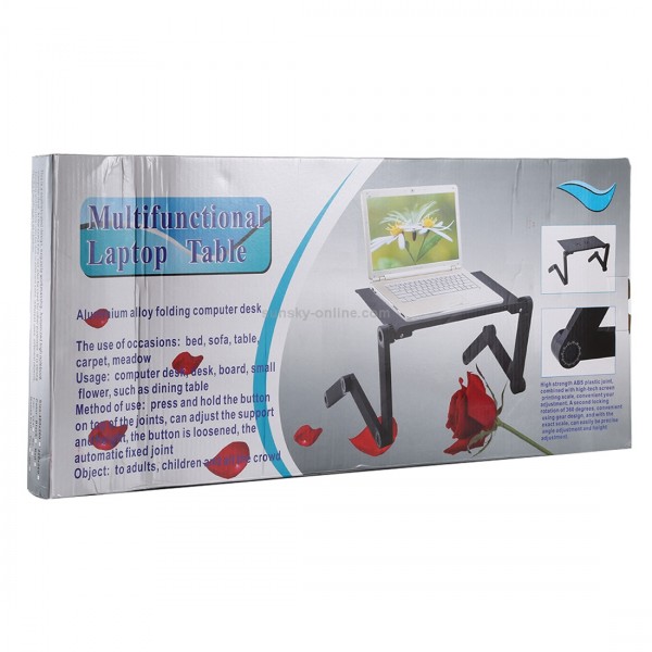 Portable 360 Degree Adjustable Foldable Aluminium Alloy Desk Stand with Double CPU Fans & Mouse Pad for Laptop / Notebook, Desk Size: 480mm x 260mm (Red)