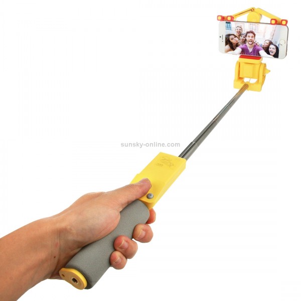 Portable 360 Degrees Smart Rotation Bluetooth Wireless Selfie Stick Monopod Folding Extendable Handheld Holder with Glass & Hand Strap Hole & Cloth Bag for iOS & Android Phone, Folded Length: 25cm, Max Extension Length: 90cm(Yellow)