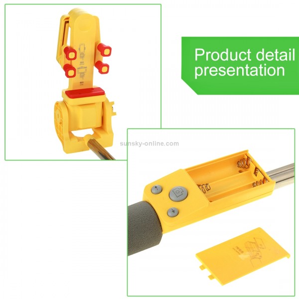 Portable 360 Degrees Smart Rotation Bluetooth Wireless Selfie Stick Monopod Folding Extendable Handheld Holder with Glass & Hand Strap Hole & Cloth Bag for iOS & Android Phone, Folded Length: 25cm, Max Extension Length: 90cm(Yellow)