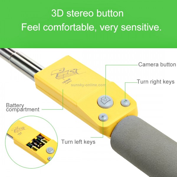 Portable 360 Degrees Smart Rotation Bluetooth Wireless Selfie Stick Monopod Folding Extendable Handheld Holder with Glass & Hand Strap Hole & Cloth Bag for iOS & Android Phone, Folded Length: 25cm, Max Extension Length: 90cm(Yellow)