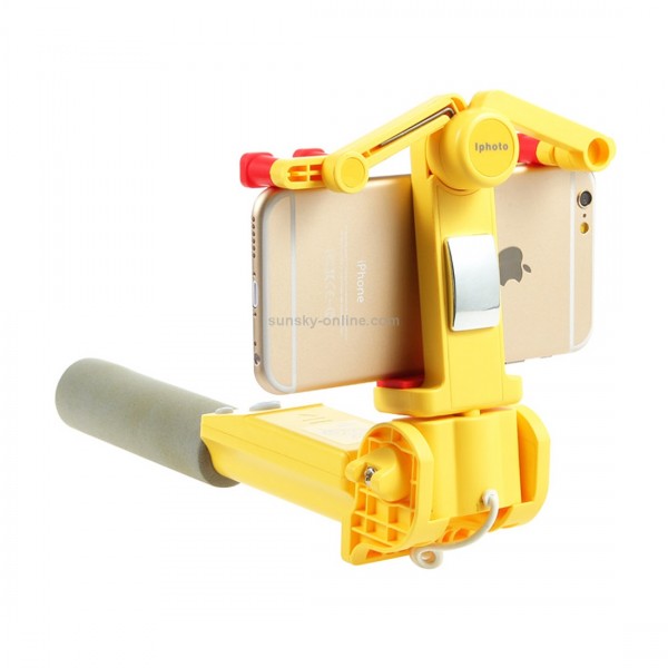 Portable 360 Degrees Smart Rotation Bluetooth Wireless Selfie Stick Monopod Folding Extendable Handheld Holder with Glass & Hand Strap Hole & Cloth Bag for iOS & Android Phone, Folded Length: 25cm, Max Extension Length: 90cm(Yellow)