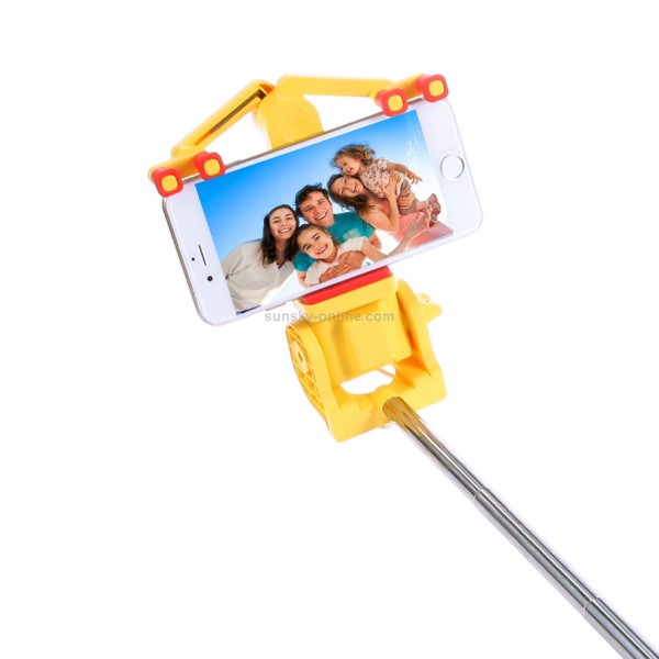 Portable 360 Degrees Smart Rotation Bluetooth Wireless Selfie Stick Monopod Folding Extendable Handheld Holder with Glass & Hand Strap Hole & Cloth Bag for iOS & Android Phone, Folded Length: 25cm, Max Extension Length: 90cm(Yellow)