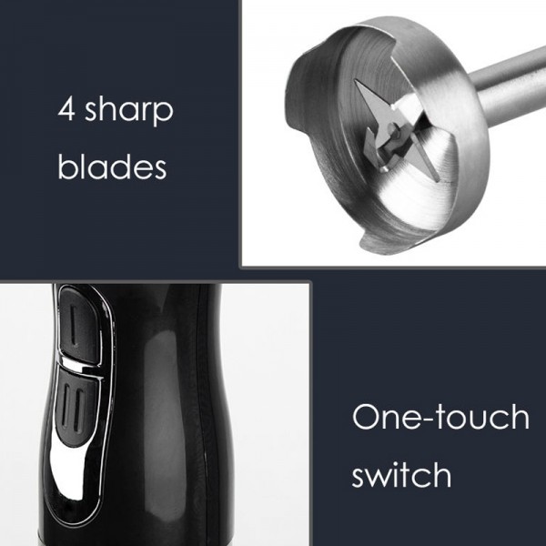 RAF 700W 4-blade Handheld Electric Blender Stainless Steel Food Cooking Stick,EU Plug(White)