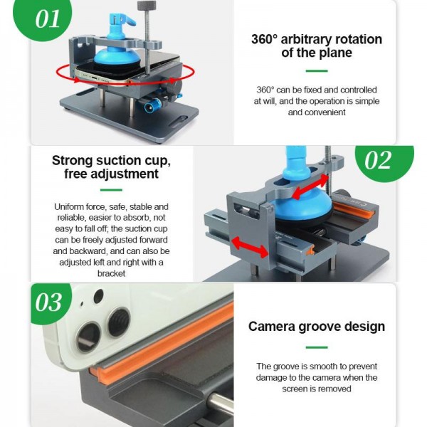 RELIFE RL-601S Plus 2 In 1 Split Screen Rotating Mobile Phone Repair Fixture Multifunctional Rotating Clamp