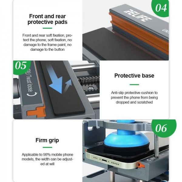 RELIFE RL-601S Plus 2 In 1 Split Screen Rotating Mobile Phone Repair Fixture Multifunctional Rotating Clamp