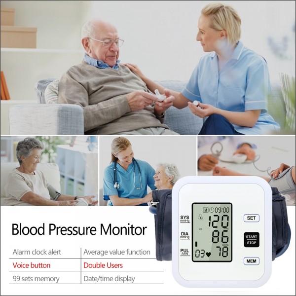 RZ205 Blood Pressures Automatic Digital Upper Arm Heart Beat Rate Pulse Monitor Meter Tonometer Equipment Sphygmomanometer