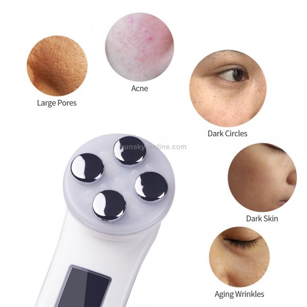 Radio Mesotherapy Electroporation Face Beauty Pen Radio Frequency LED Photon Face Skin Rejuvenation Remover Wrinkle(Pearl White)