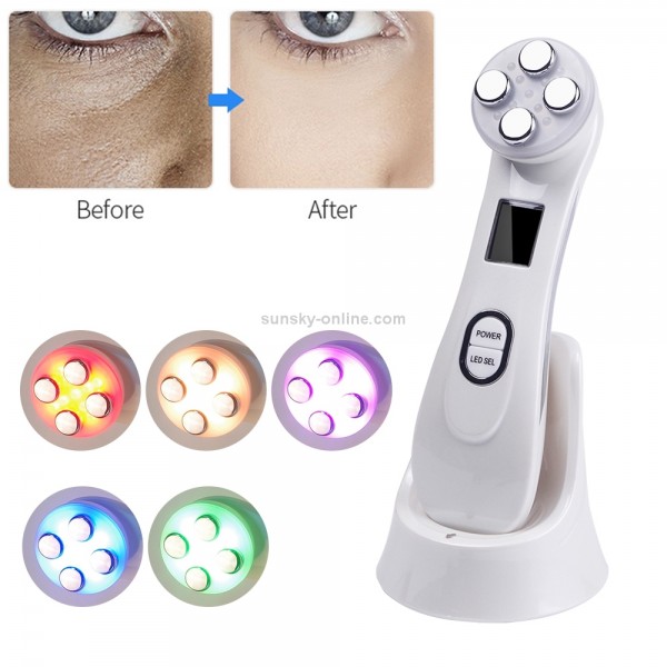 Radio Mesotherapy Electroporation Face Beauty Pen Radio Frequency LED Photon Face Skin Rejuvenation Remover Wrinkle(Pearl White)