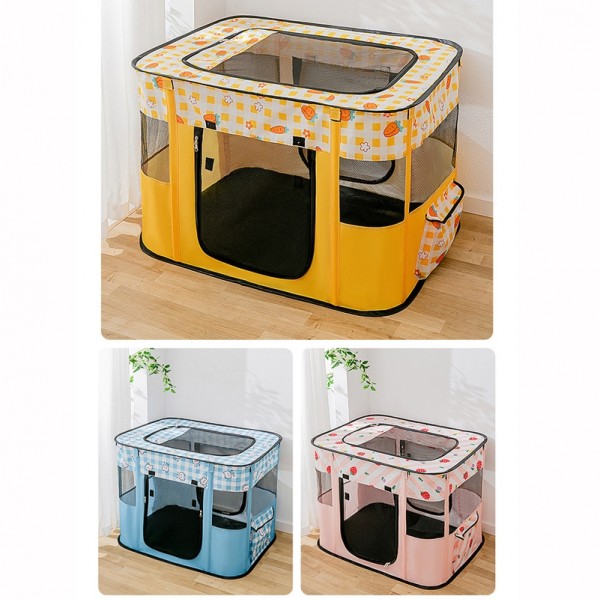 Rectangular Foldable Pet Fence Dog and Cat Litter Pet Delivery Room L(Yellow Carrot)