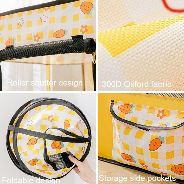 Rectangular Foldable Pet Fence Dog and Cat Litter Pet Delivery Room L(Yellow Carrot)