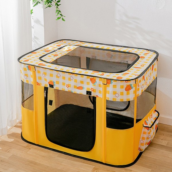 Rectangular Foldable Pet Fence Dog and Cat Litter Pet Delivery Room L(Yellow Carrot)