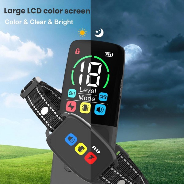 Remote-controlled Color Screen Dog Barking Control Device, Specification: Electric Shock