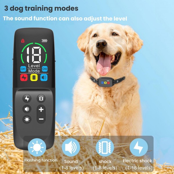 Remote-controlled Color Screen Dog Barking Control Device, Specification: Electric Shock