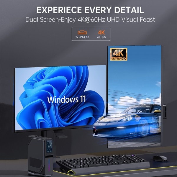 S1 Intel Alder Lake N150 WIFI 6+BT4.2 Office Home Mini PC Win11 DDR4 3200MHz, Spec: 8G+128G US Plug