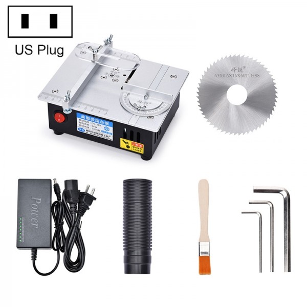 S3  96W Liftable Table Mini Table Saw Aluminum Cutting Machine,Spec: Black Standard(US Plug)