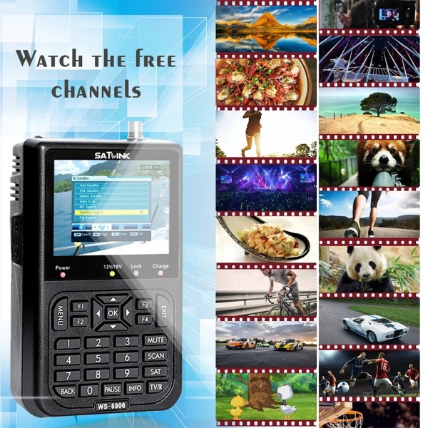 SATLINK WS6906 3.5 inch LCD Colour Screen Portable Digital Satellite Finder Meter(EU Plug)