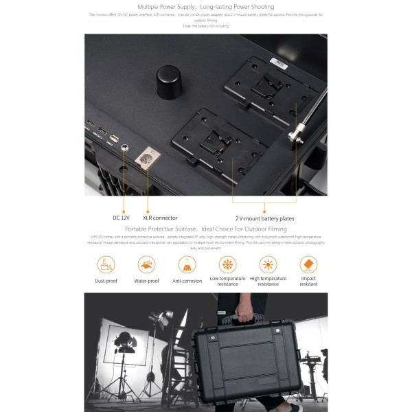 SEETEC WPC215 21.5 inch 1000nit High Bright Portable Carry-on Director Monitor Full HD 1920x1080 Monitor (EU Plug)