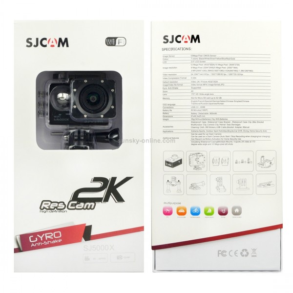 SJCAM SJ5000X WiFi Ultra HD 2K 2.0 inch LCD Sports Camcorder with Waterproof Case, 170 Degrees Wide Angle Lens, 30m Waterproof(Gold)