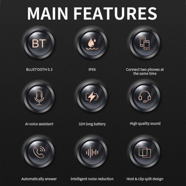 SOMAN Motorcycle Helmet Bluetooth Headset Stereo Voice Microphone, Style:M6-Hard Mic