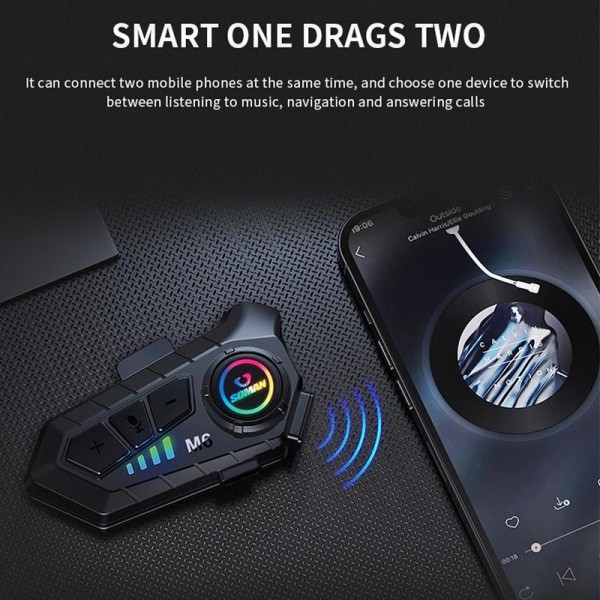 SOMAN Motorcycle Helmet Bluetooth Headset Stereo Voice Microphone, Style:M6-Hard Mic