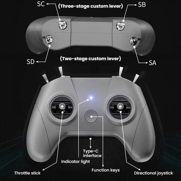 STARTRC C8 ELRS Remote Control Drone Training Aeromodelling Remote Control Traversing Aircraft Simulator Handle, Spec: Single Handle