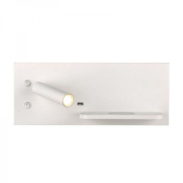 Simple Bedroom Bedside LED Wall Lamp Hotel Room USB Reading Light, Size: Wireless Charger Right(Matt White)