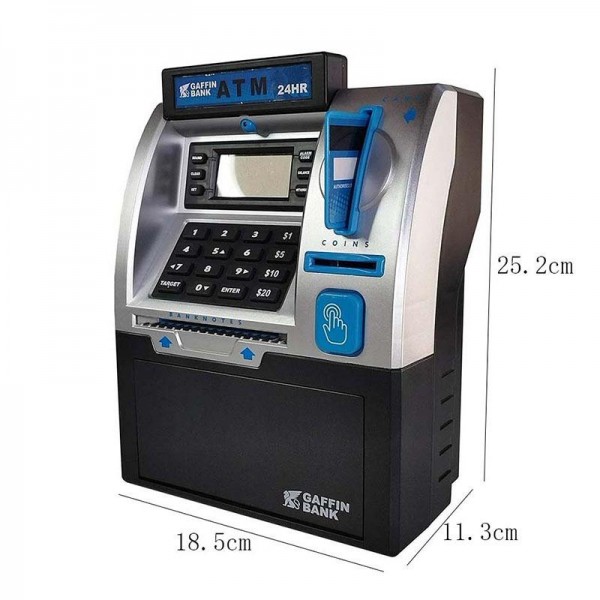 Simulated ATM Automatic Teller Machine Smart Password Card Swipe Children Piggy Bank(Black)