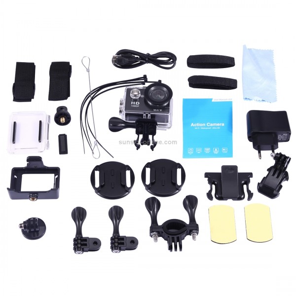 Sports Cam Full HD 1080P H.264 1.5 inch LCD WiFi Edition Sports Camera with 170-degree Wide-angle Lens, Support 30m Waterproof(Black)