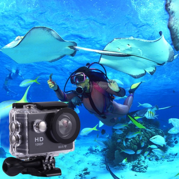 Sports Cam Full HD 1080P H.264 1.5 inch LCD WiFi Edition Sports Camera with 170-degree Wide-angle Lens, Support 30m Waterproof(Black)
