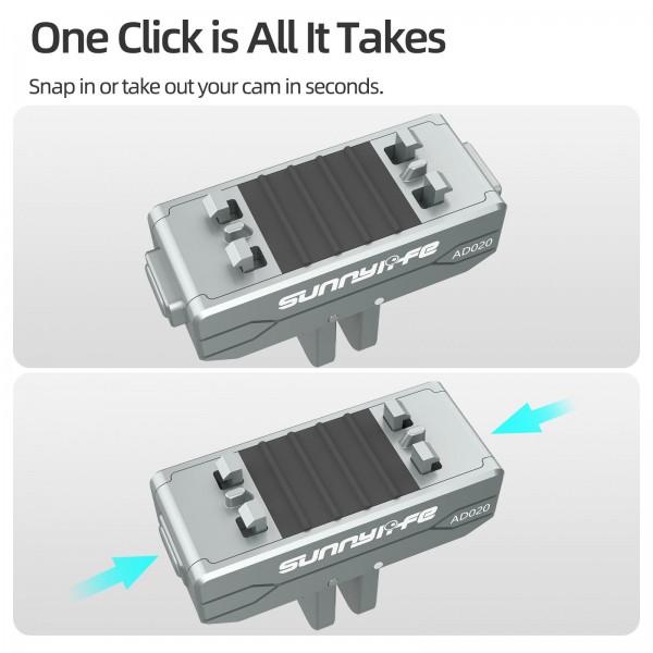 Sunnylife Metal Magnetic Quick Release Adapter Mount Action Camera Foldable Cam Stand 1/4 Adapter for Insta360 X5 / Ace / Ace Pro 2 / 1 (Silver)