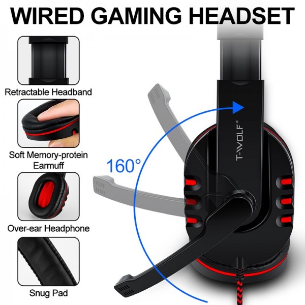 T-WOLF TF-800 4 in 1 Gaming Luminous Keyboard Mouse Headset Set(English Version)