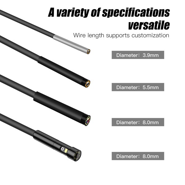 T20 4.3 inch IPS Screen 7.9mm Triple Camera IP67 Waterproof Hard Cable Digital Endoscope, Length:1m(Black Orange)